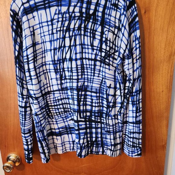 Cashmere 100% Sweater XL with Blue/Black/White Pattern - Picture 4 of 4